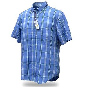 New Club Room Button Up Short Sleeve Plaid Shirt Men s size M